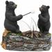 Loon Peak® Earles Whimsical Forest Bears Father & Son Making Marshmallow Smores Figurine Resin in Black | 5 H x 5.5 W x 3.25 D in | Wayfair