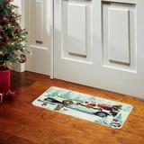 The Holiday Aisle® Lamarre Christmas Santa Claus Car 30 in. x 18 in. Non-Slip Indoor Boot Tray Synthetics in Brown/Green | 0.5 H in | Wayfair