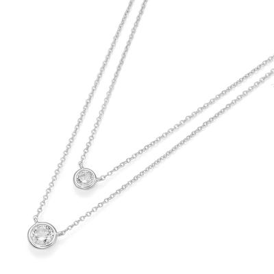 Smart Jewel - Collier Doppelreihig mit Zirkonia Steinen, Silber 925 Ketten 1 ct Silber Damen