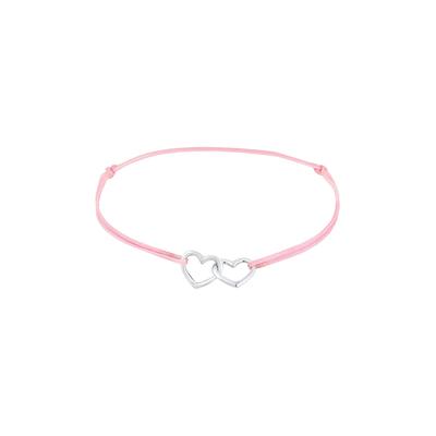 Elli Kind Herz Nylon Bändchen Rosa Verspielt 925 Silber Damen