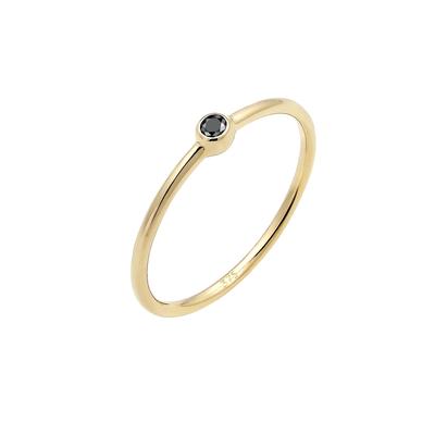 Elli DIAMONDS - Solitär Schwarzer Diamant (0.03 ct) 375er Gelbgold Ringe 1 ct Damen (179.99 € / 1 ct) Image