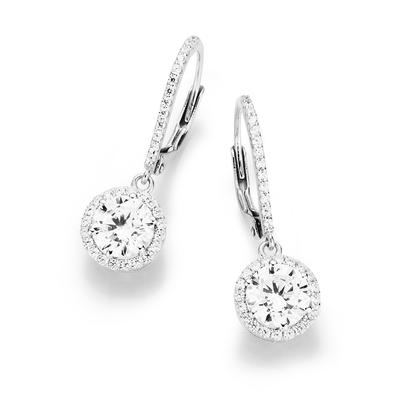 Smart Jewel Ohrhaken elegant mit Brisur, Silber 925 Onesize Weiss Damen
