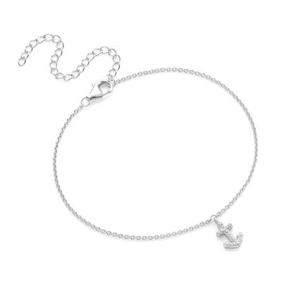 Smart Jewel - Fusskette maritim mit Anker, Zirkonia Steine, Silber 925 Fußketten 1 ct Silber Damen