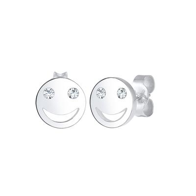 Elli - mit Happy Smiling Face Kristalle 925 Silber Ohrringe Damen