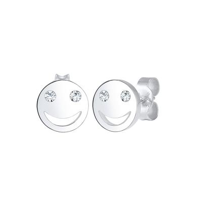 Elli mit Happy Smiling Face Kristalle 925 Silber silberfarben Damen