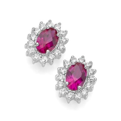 Smart Jewel Ohrstecker elegant, farbige Steine und weiße Zirkonia, Silber 925 Rot Damen Image