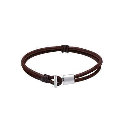 KUZZOI Herren Echtleder Knoten Haken Schwarz 925er Silber 22