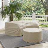 Catalina 2Pc Furniture Cover Set Tan - Round Sectional Sofa & Coffee Table - Crosley MO75014-TA