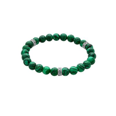KUZZOI synthetischer Malachit Bead 925er Silber oxidiert 19 Herren