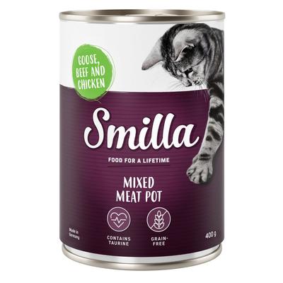 6x400g Gans, Rind und Hühnchen Smilla getreidefreies Katzenfutter nass