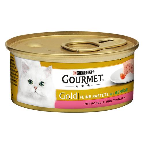 48x85g Forelle&Tomate Feine Pastete Gourmet Gold Katzenfutter