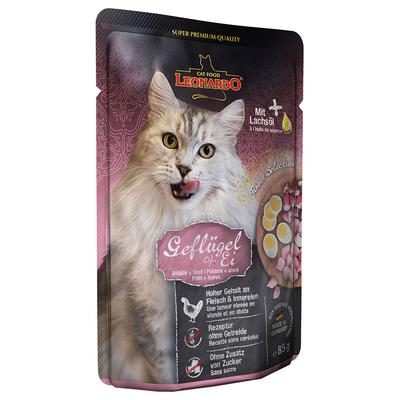 32x85g Geflügel & Ei Finest Selection Pouch Leonardo Katzenfutter nass