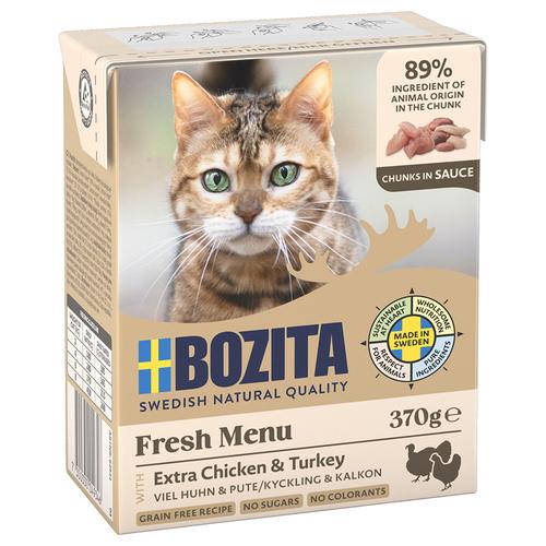 24x370g Hühnchen und Pute+Soße Bozita Häppchen Katzenfutter