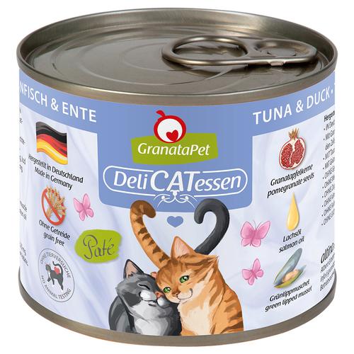 24 x 200 g DeliCatessen Thunfisch & Ente Granatapet Katzenfutter nass