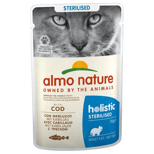 24 x 70 g Almo Nature Holistic Sterilised mit Kabeljau Katzennassfutter