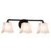 Justice Design Group Fusion - Bronx 25 Inch 3 Light Bath Vanity Light - FSN-8463-40-OPAL-MBLK