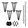 Relaxdays Hairpin Legs, 4er Set, 3 Streben, Metall, Haarnadel Tischbein für Hocker, Tisch & Schrank, 20 cm hoch, schwarz