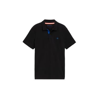 TOM TAILOR Herren Basic Poloshirt, schwarz, Logo Print, Gr. L Image