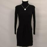 J. Crew Dresses | Black Knit Sweater Dress J Crew S Short Midi Tneck | Color: Black | Size: S