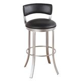 Ivy Bronx Albion Swivel Bar & Counter Stool Upholstered/Metal in Gray/Brown | 37.5 H x 16.5 W x 16.5 D in | Wayfair