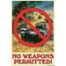 Buyenlarge 'No Weapons Permitted' by Wilbur Pierce Vintage Advertisement in White | 36 H x 24 W x 1.5 D in | Wayfair 0-587-20859-7C2436
