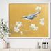 East Urban Home 'Gold Bird on Blossoms II' - Picture Frame Print on Canvas Canvas | 30 H x 30 W x 1 D in | Wayfair 596739775CB64DB899DA7C8342A834C5