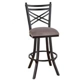 Red Barrel Studio® Howie Swivel Counter, Bar & Extra Tall Stool Upholstered/Metal in Brown | 50.25 H x 18 W x 18 D in | Wayfair