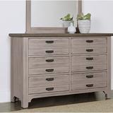 Darby Home Co Erving 6 Drawer 58" W Double Dresser w/ Mirror Wood in Gray | 55 H x 58 W x 19.83 D in | Wayfair BBA71C76FB3C478EB6D3D7691E34B18F