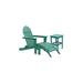 Three Posts™ Hartington Plastic/Resin Folding Adirondack Chair w/ Table & Ottoman Plastic/Resin in Blue | 35 H x 29 W x 36 D in | Wayfair