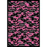 Pink 92 x 0.5 in Area Rug - Whimsy Funky Camo by Joy Carpets Area Rug Nylon | 92 W x 0.5 D in | Wayfair 1526D-01