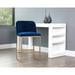 Everly Quinn Daviston Bar & Counter Stool Upholstered/Metal in Blue/Brown | 38.5 H x 20.5 W x 20.5 D in | Wayfair C2F49DC4FB1C44DFAFE2D284AB6FFEC5