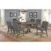 Rosalind Wheeler Abagail 7 Piece Counter Height Solid Wood Dining Set Wood/Upholstered in Brown/Gray | Wayfair 4C72DBCAB5D14032AED50732F5388F42