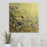 Red Barrel Studio® Nolani Goldfinch Resting by Jennifer Lommers - Painting Print in Green | 8 H x 8 W x 1.5 D in | Wayfair