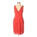 BB Dakota Casual Dress - Party Cowl Neck Sleeveless: Red Print Dresses - Women's Size 0