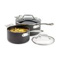 All-Clad Essentials Nonstick Hard Anodized Sauce Pan Set, 4-Piece, Black