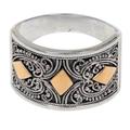 Stars Over Bali,'Balinese Style Contemporary Silver Ring with Gold Accents'