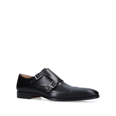 Double Monk Strap Leather Shoes - Black - Magnanni Shoes Slip-Ons