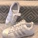 Adidas Shoes | Adidas Classic Iridescent White Stripes/Front 3.5 Great Back To School Shoe!!! | Color: Silver/White | Size: 3.5g