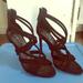 Zara Shoes | Black Suede 4 Inch Zara Sandals, Size 37 | Color: Black | Size: 7