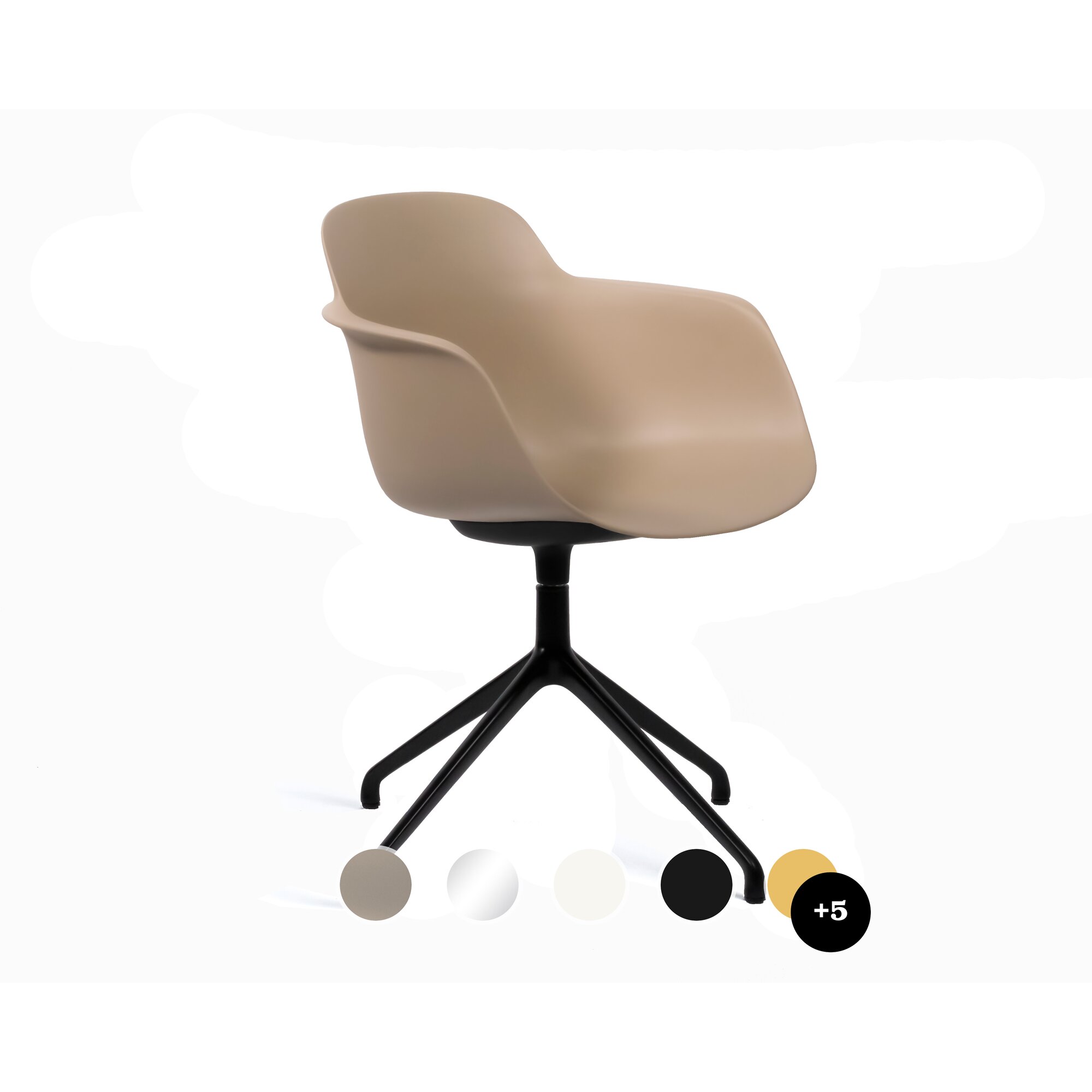 infiniti »SICLA« 4 Star Designer-Drehstuhl AL31 Schwarz matt lackiert / R1034 pfirsich