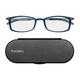 ThinOptics Brooklyn Reading Glasses 2.50 Rectangular Blue Frames With Milano Magnetic Case - Thin Lightweight Compact Readers 2.50 Strength