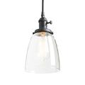 Phansthy Retro Pendant Light Industrial Vantage Lamps with Adjustable Cloth Wire Clear Glass Ceiling Light Fixtures E27 Edison Bulbs Suit for Kitchen Dining Room (Black)