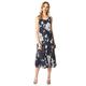 Roman Originals Womens Floral Bias Cut Godet Dress - Ladies Fit and Flare Formal Occasion Wedding Guest Graduation Smart Casual Everyday Wear Dresses - Navy & White - Size 12