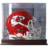 Kansas City Chiefs Super Bowl LIV Champions Mahogany Helmet Logo Display Case