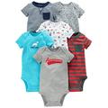 Simple Joys by Carter's Baby-Jungen Short Sleeve Bodysuit Body, Mehrfarbig/Feuerwehrauto/Hunde/Streifen, Frühchen (6er Pack)