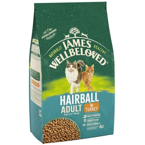 2x4kg Adult Cat Hairball Truthahn & Reis James Wellbeloved