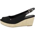 Tommy Hilfiger Damen Wedge Espadrilles Iconic Elba Sling Back Wedge Keilabsatz, Schwarz (Black), 37 EU