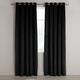 Aspire Homeware Black Eyelet Curtains 66x72 (2 Panels) with Tie Backs - Fully Lined Velvet Curtains for Bedroom, Window Curtain for Living Room (168cm x 183cm)