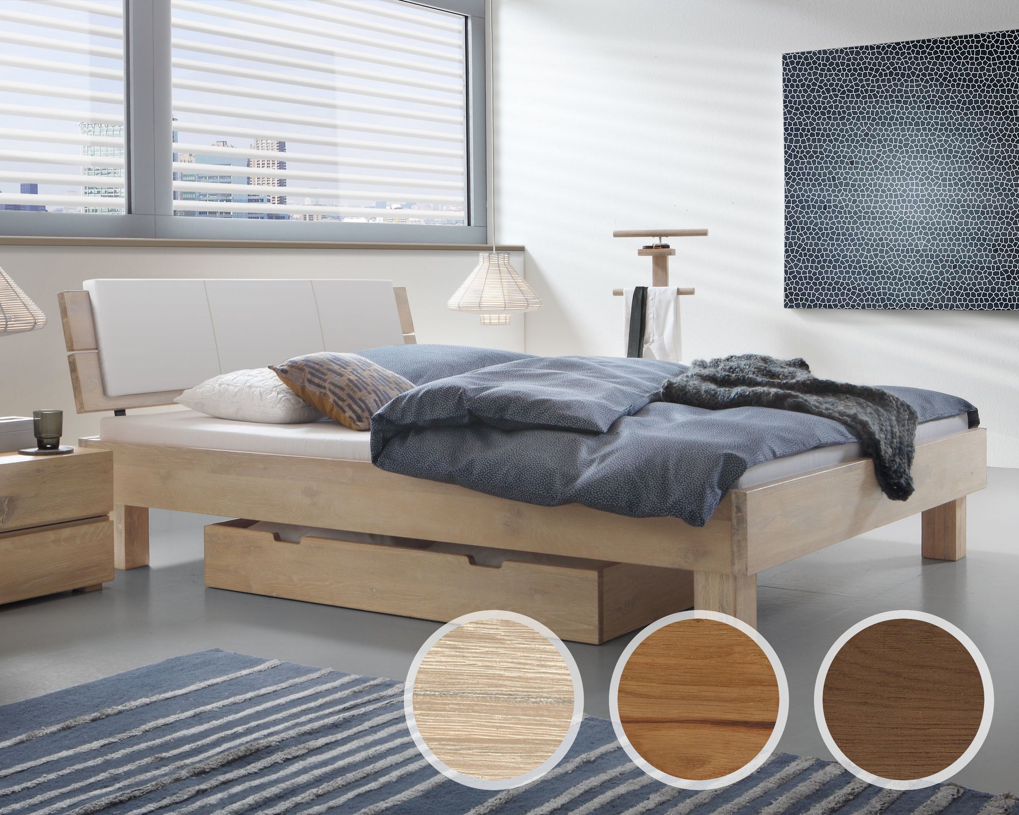 Hasena Oak-Line Wild Massivholzbett Cadro Ivio/Alpa 120x200 cm coffee