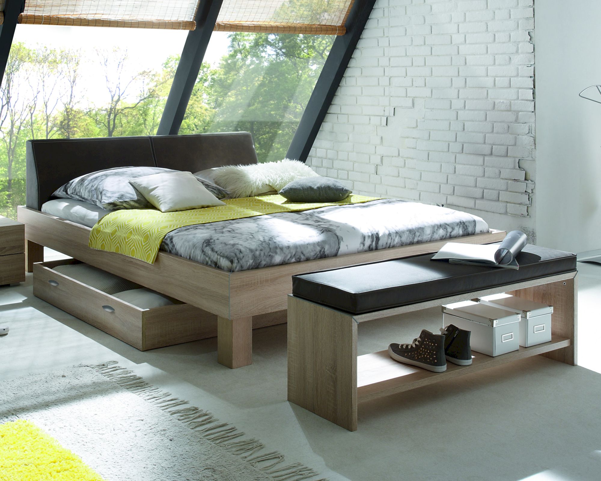 Hasena Top-Line Bett Advance Ivio/Rena 120x200 cm / Eiche sägerauh natur Nachbildung